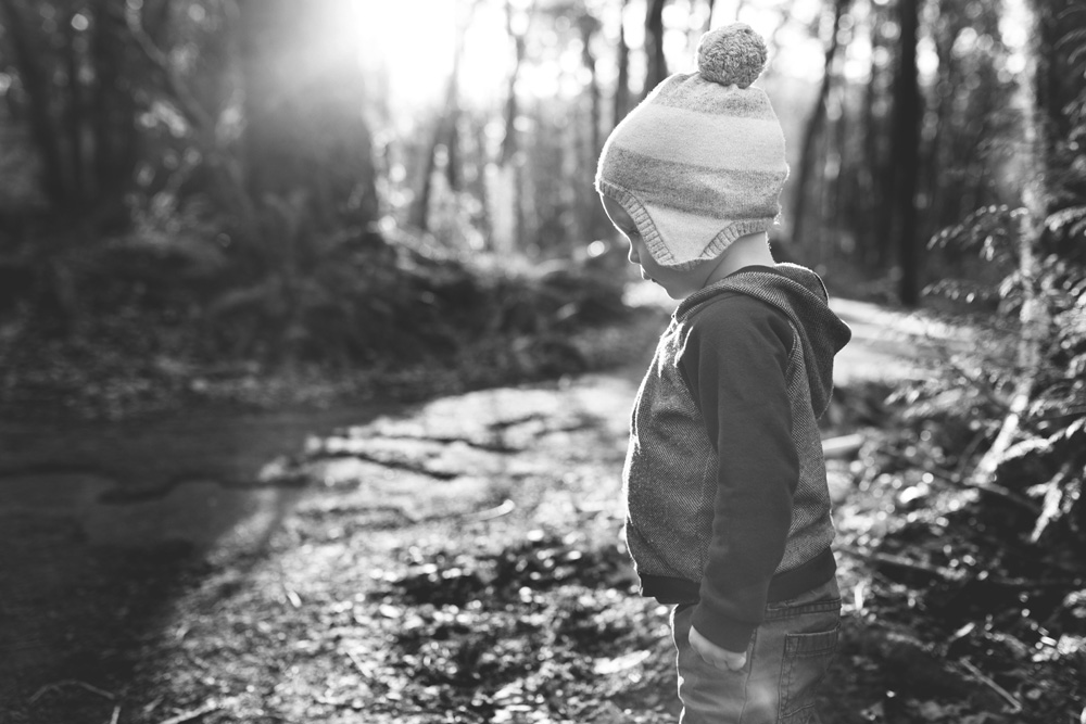 documentary family photography - toddler on a hike